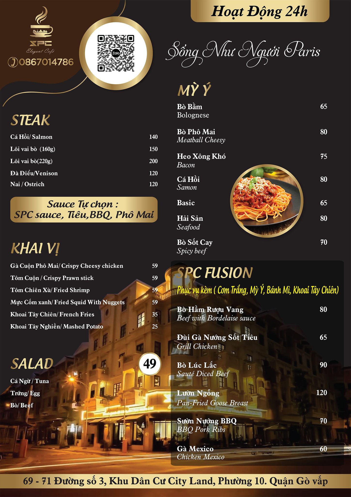 thiết kế menu theo sweet spot
